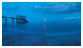 slides/Selsey Bill Moon Rise.jpg full moon,rising,selsey bill, west sussex,coast,water,boats, royal national life boat institution,colour blue Selsey Bill Moon Rise
